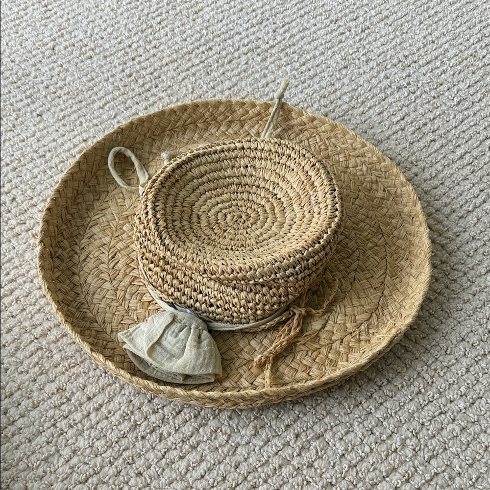 Kumbaya Woven Straw Hat and Tray Set